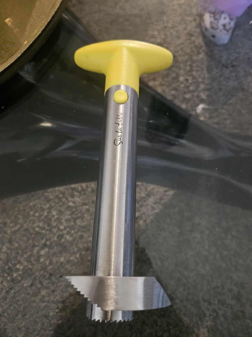 Sur La Table Stainless Steel Pineapple Corer with Yellow Handle